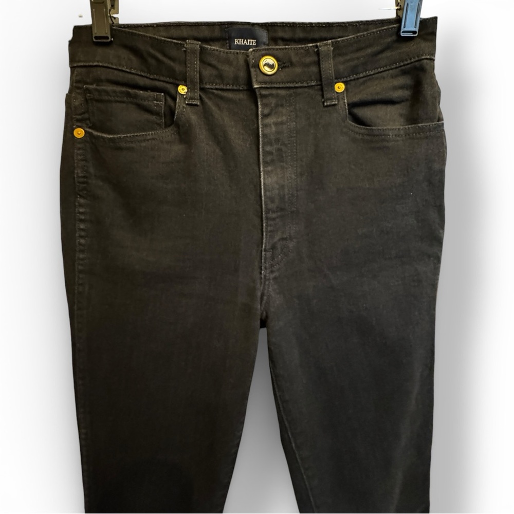 KHAITE High-Rise Slim Straight Premium Denim Vanessa Jeans - Washed Black Sz 27 - Picture 7 of 11